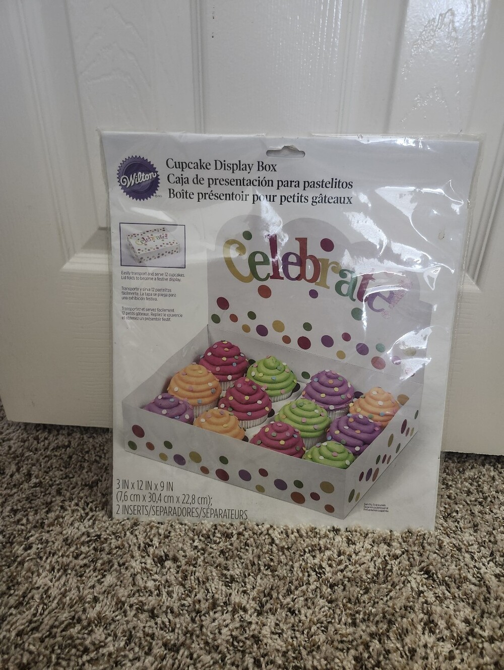 Wilton White Cupcake Display Box with Multicolor Polka Dots